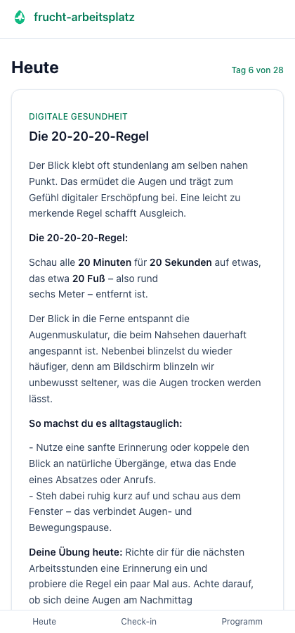Tagesansicht mit Mikro-Lektion