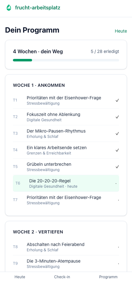 4-Wochen-Programm im Überblick